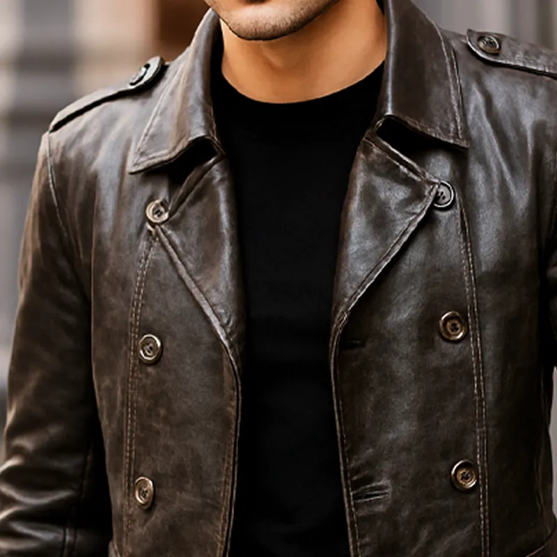 Leather Button Jacket