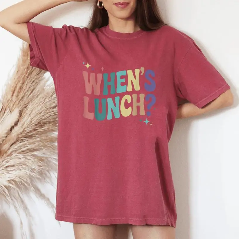 When's Lunch Cooking Lunch Lady Culinary Groovy Women's Oversized Comfort T-Shirt