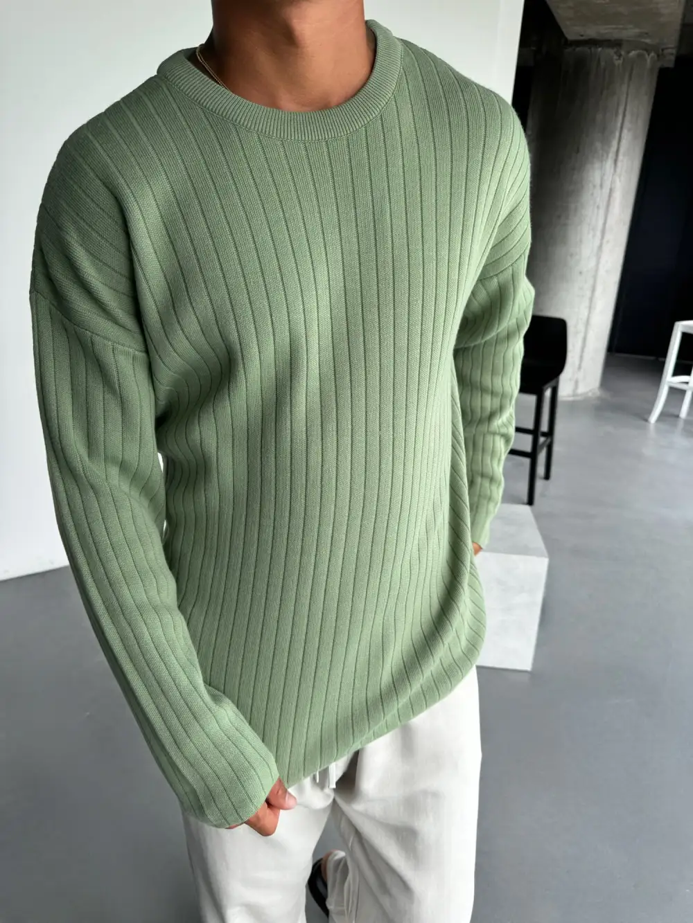 Athletic Relaxed Knit Sweatshirt