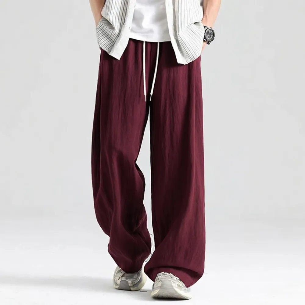 Men's Lightweight Tencel-Linen Summer Casual Trousers – Wide-Leg Straight-Cut Loose-Fit 