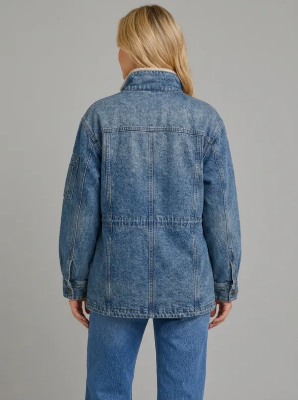 Women's Vintage Wash Sherpa Lined Denim Jacket