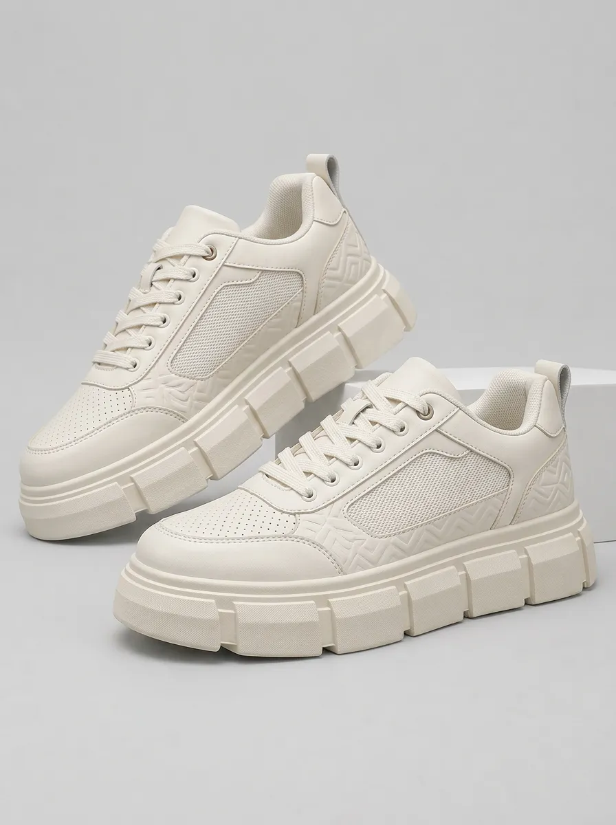 Men's Relaxed Minimalist Geometric Pattern Skate Shoes