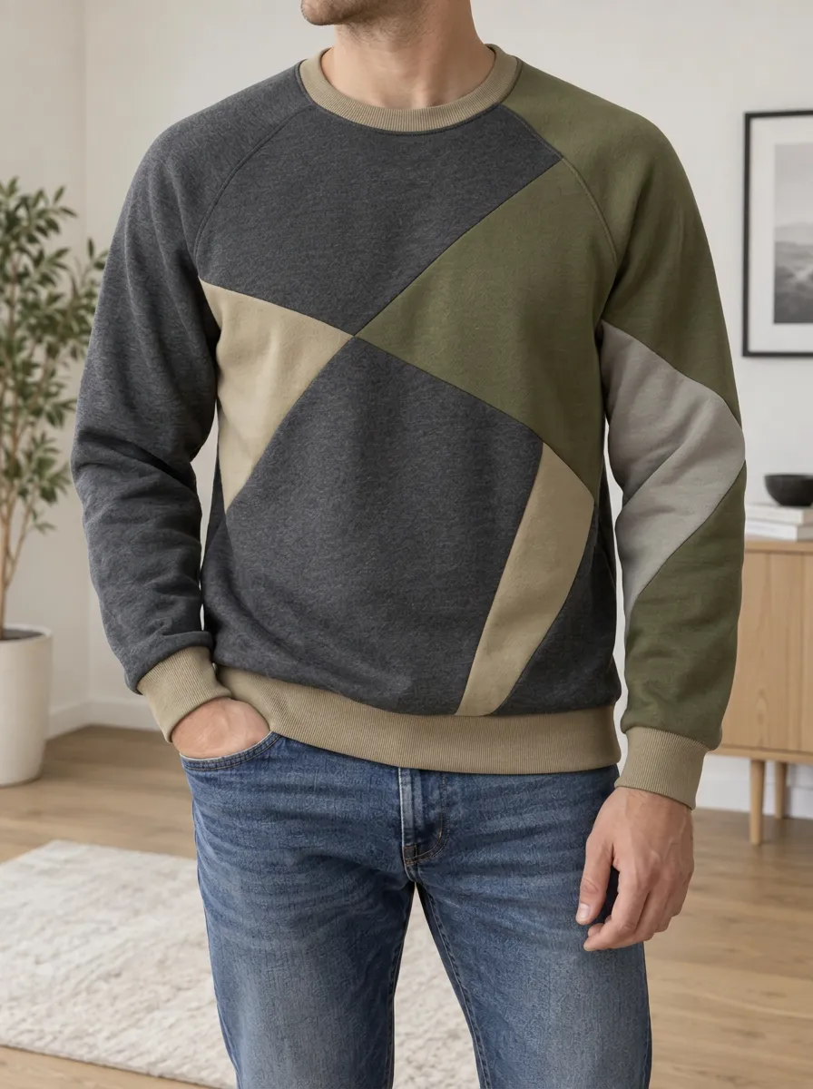 Men's Multi-Tone Colorblock Raglan Sweatshirt Hiking