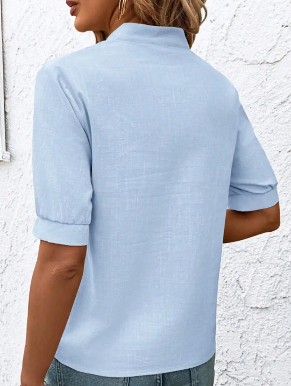 Everyday V Neck Embroidered Blouse