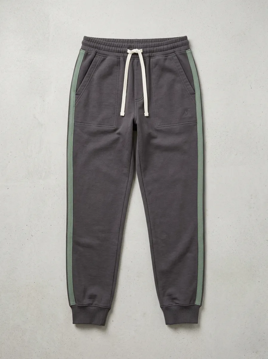 Streamlined Side Stripe Mountain Graphic Casual Look Men's Sweatpants