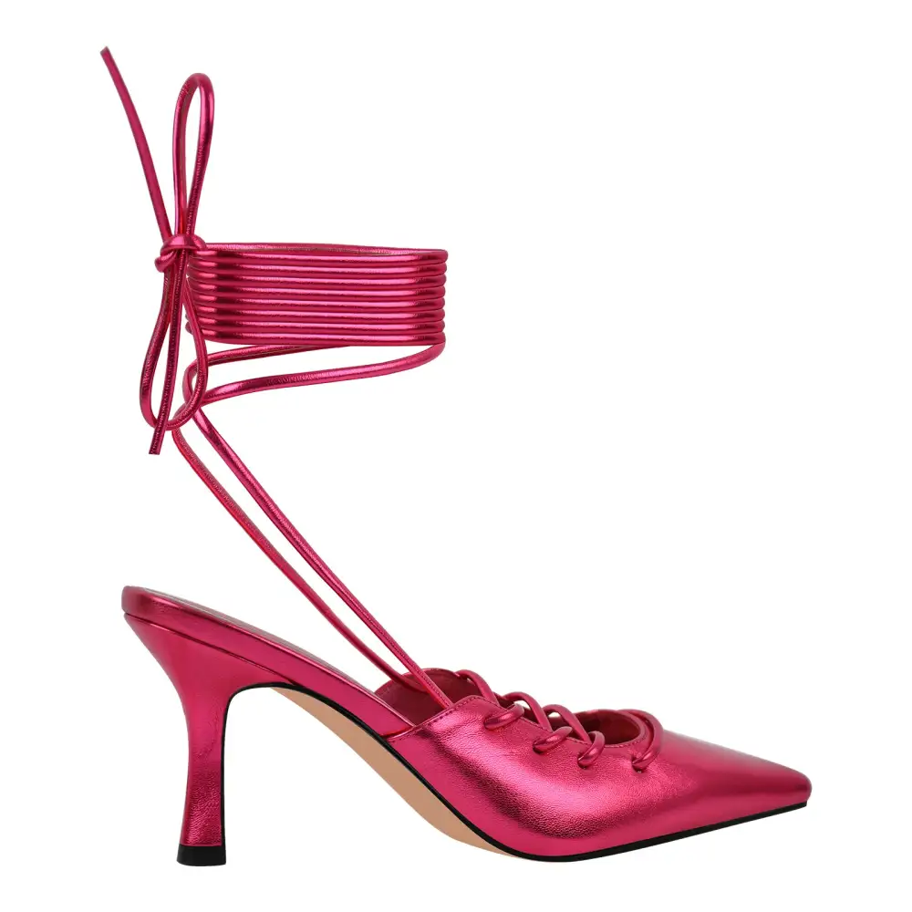 Lace Detail Pointed Toe Stiletto Lace Up Pumps