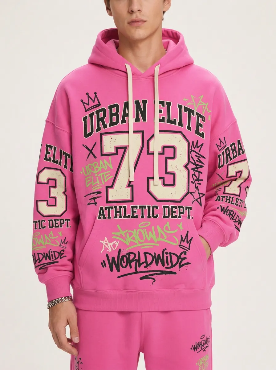 Men's Urban Elite 73 Graffiti Printed Hoodie