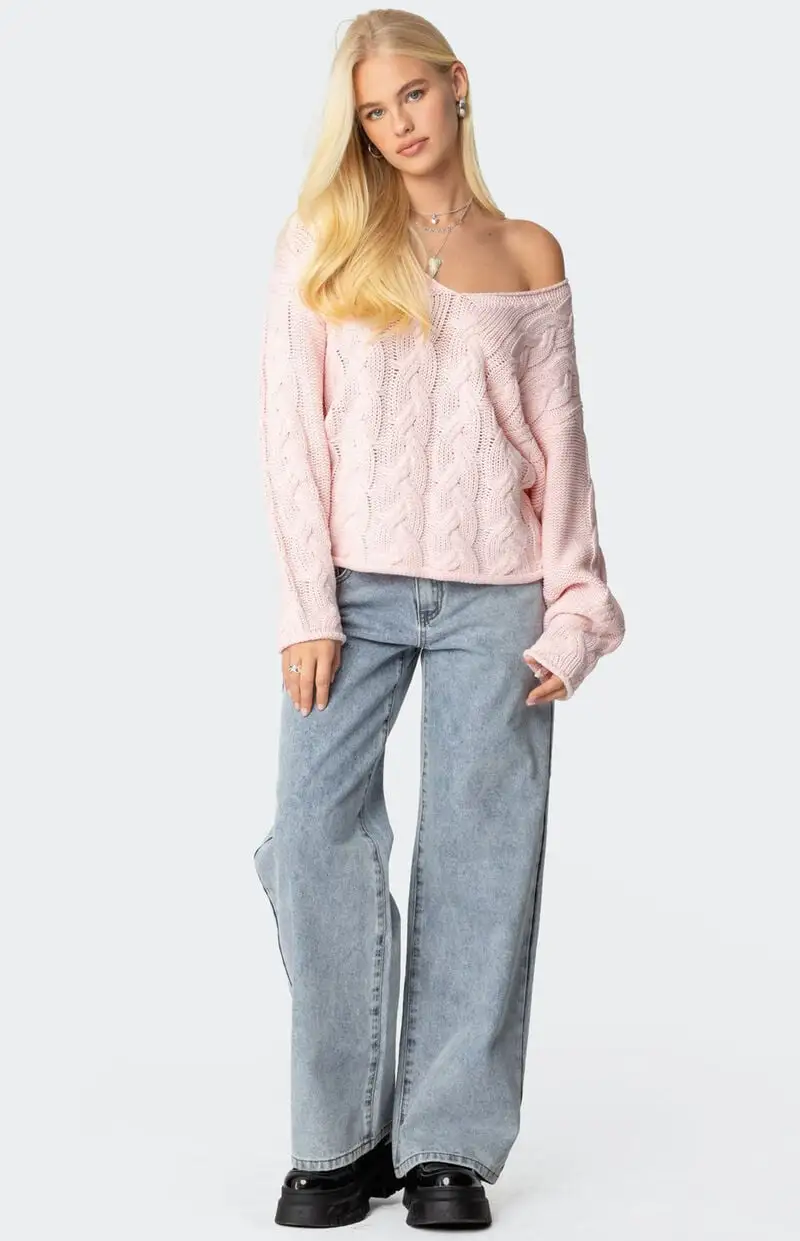 Edikted Inga Oversized Cable Knit Sweater
