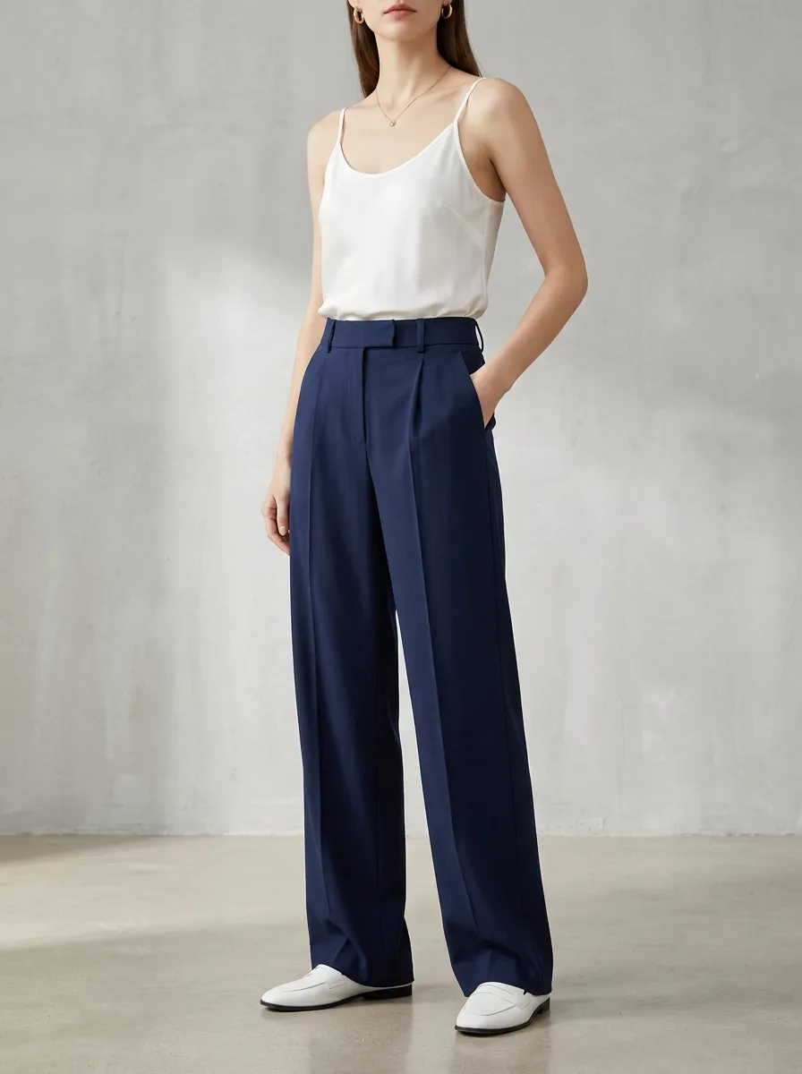 High-Waist Pleated Relaxed Women's Wide-Leg Trousers