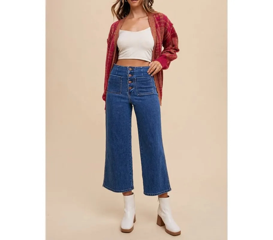 Button-Fly High-Waist Jeans