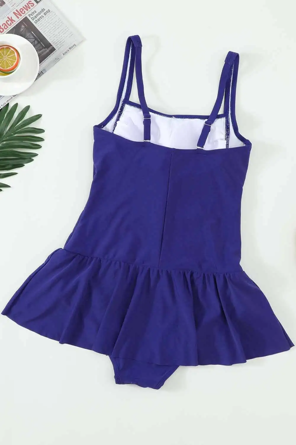 Swimwear Solid Push Up One Piece Swimdress