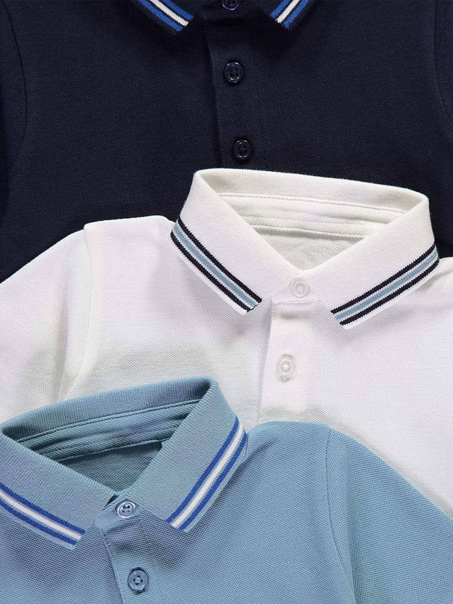 Blue Short Sleeve Polo Shirt 3 Pack detail 1