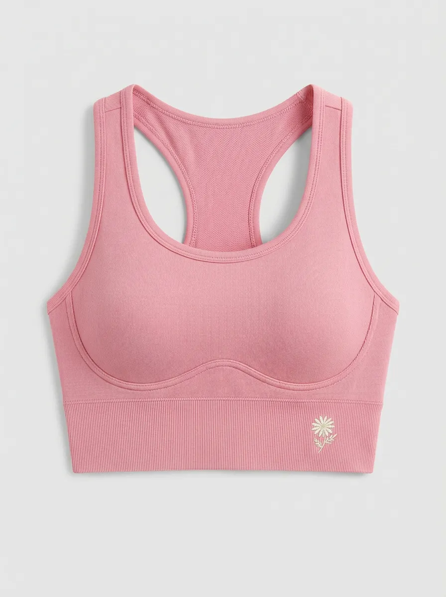 Women's Floral-Embroidered Racerback Sports Bra
