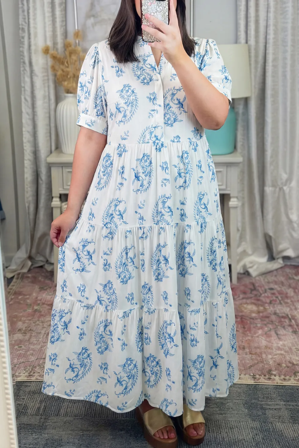 Blue Floral Plus Size Maxi Dress