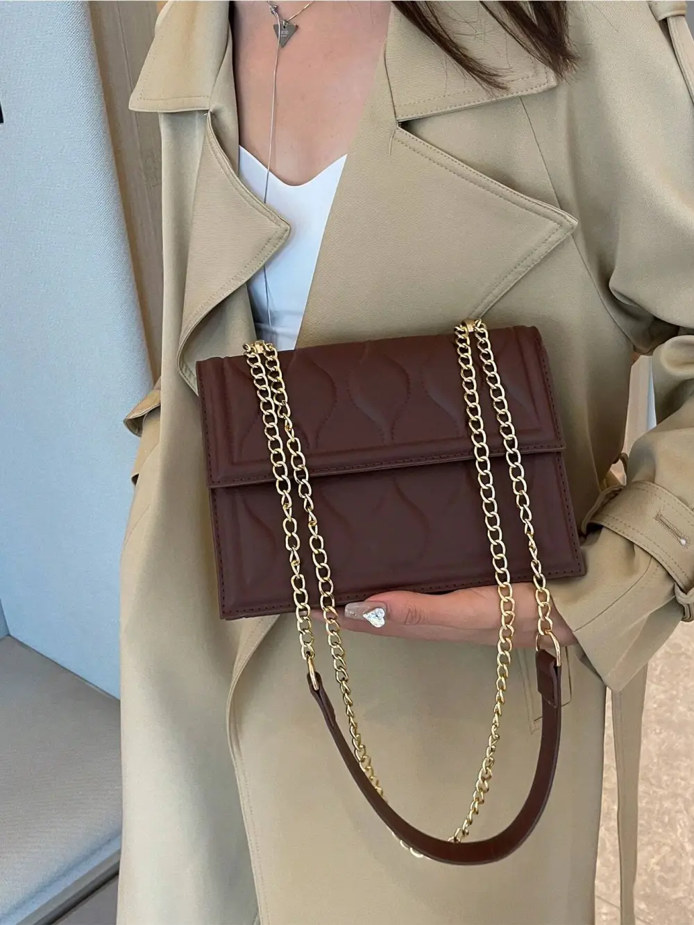 Embossed Stereo Shoulder Bag