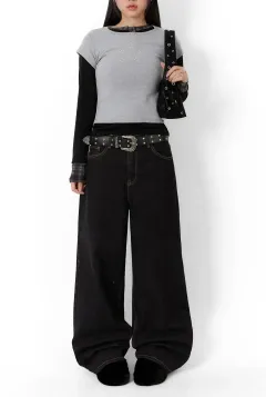 Wide Leg Stitch Jeans