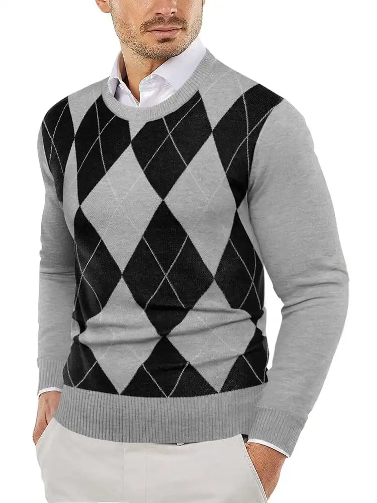 Trendy Crew Neck Pullover Knitted Sweater Jeans