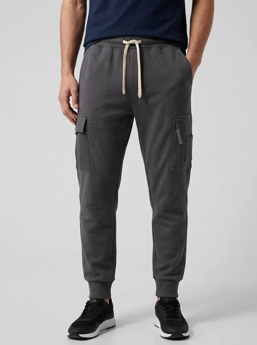 Outdoor-Inspired Graphic Print Relaxed Look Men's Cargo Jogger Pants