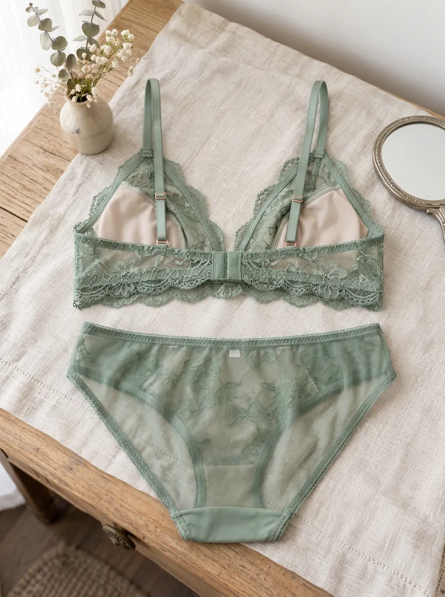 Women's Floral Lace And Floral Seamless Lingerie Set