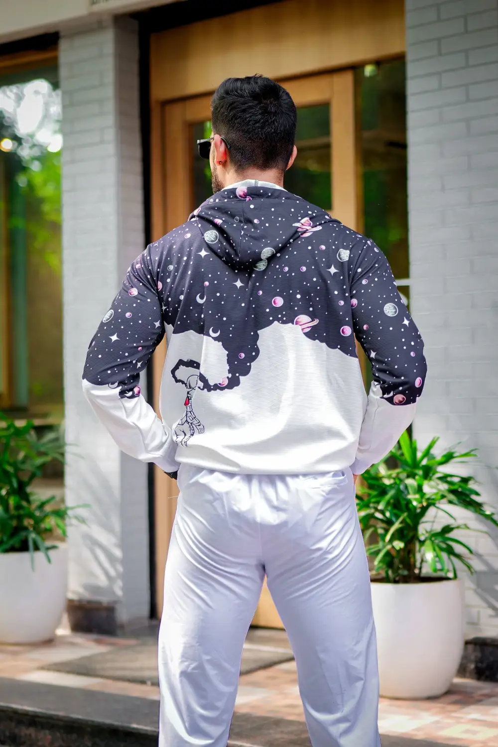 White Black Fleece Hoodie