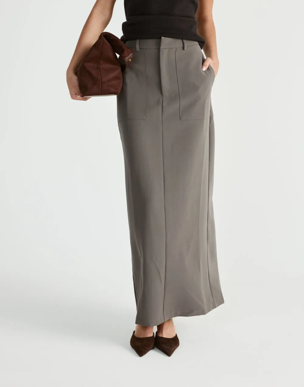 Minimalist Three Dimensional Cut Slit Skirt