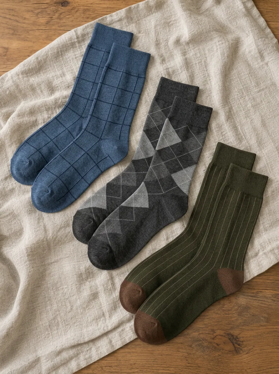 Men's Classic Patterned Plaid Argyle Striped Printed Socks 3-Pack