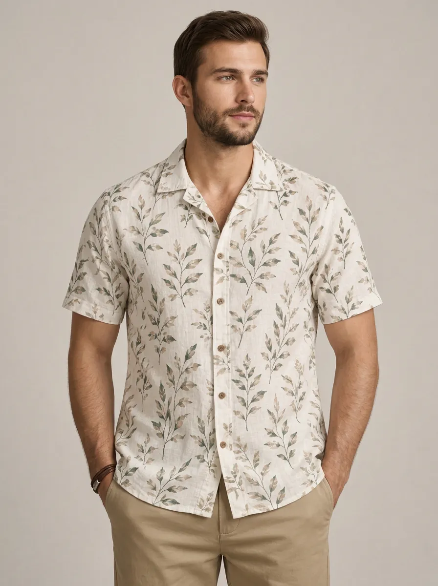 Men's Easygoing Botanical Nature Printed Shirt