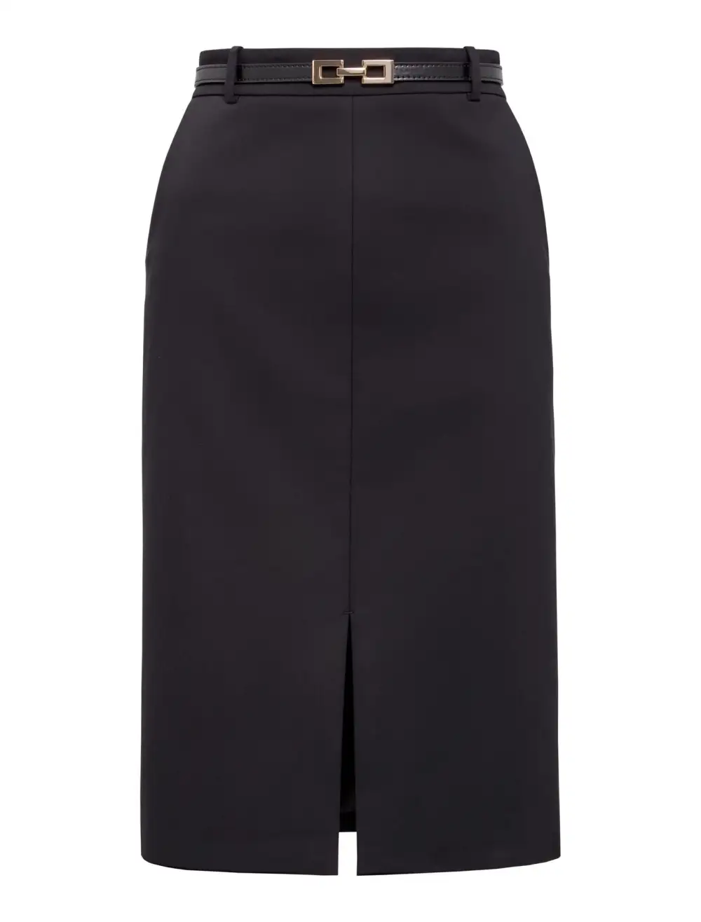 Black Belted Pencil Skirt