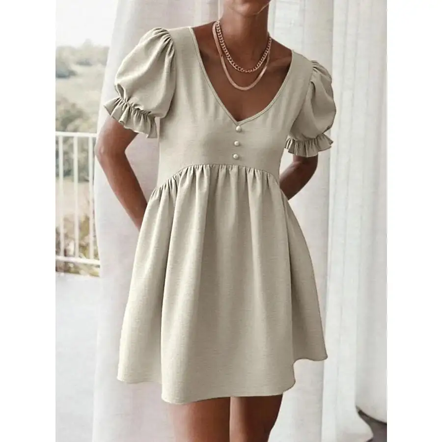 Modern Everyday Puff Sleeve Babydoll Mini Dress