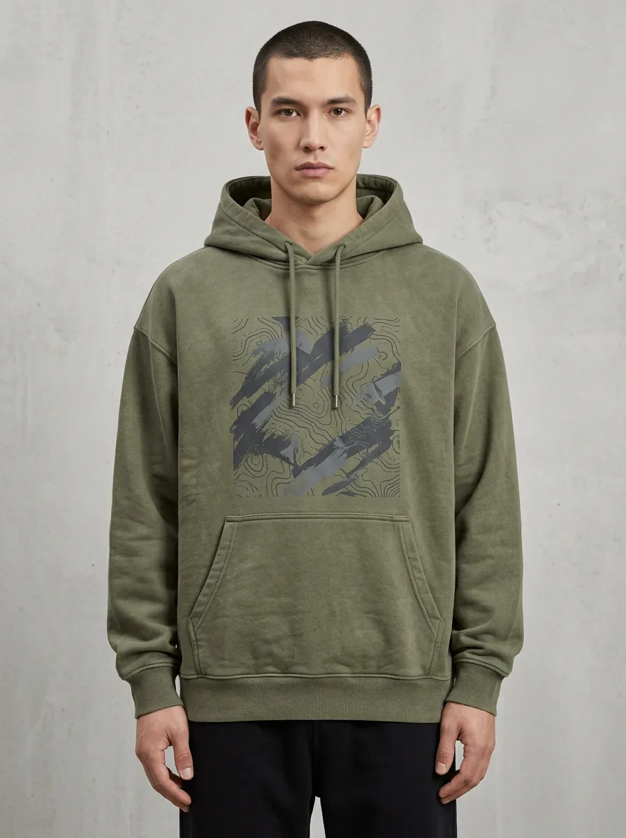 Topographic Brushstroke Men's Graphic Hoodie