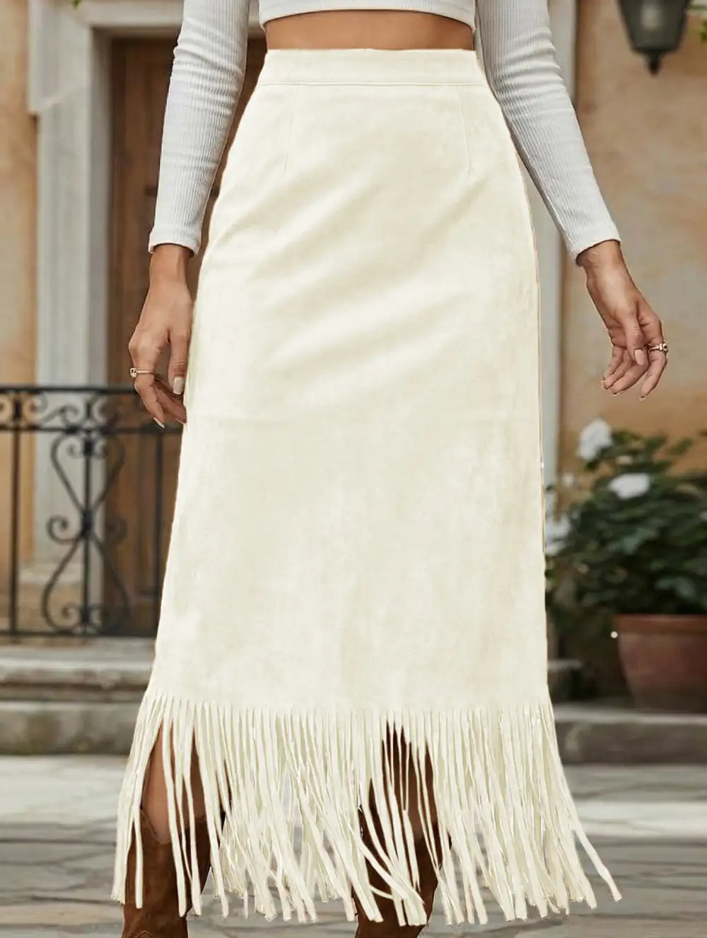 Tassel Tie Midi Skirt