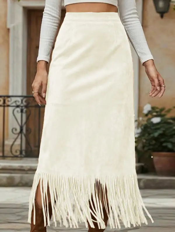 Tassel Tie Midi Skirt
