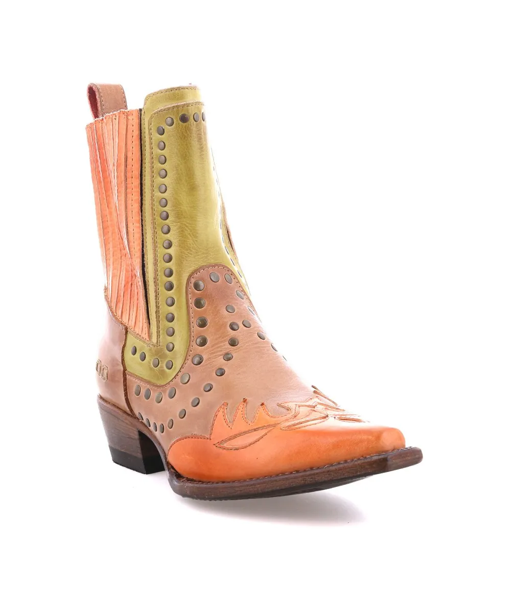 Studded Color-Block Western Boots