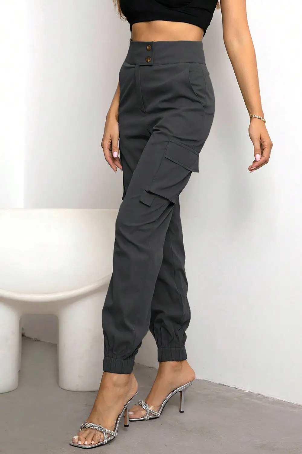 High Waist Pocketed Everyday Lightweight Cargo Pants