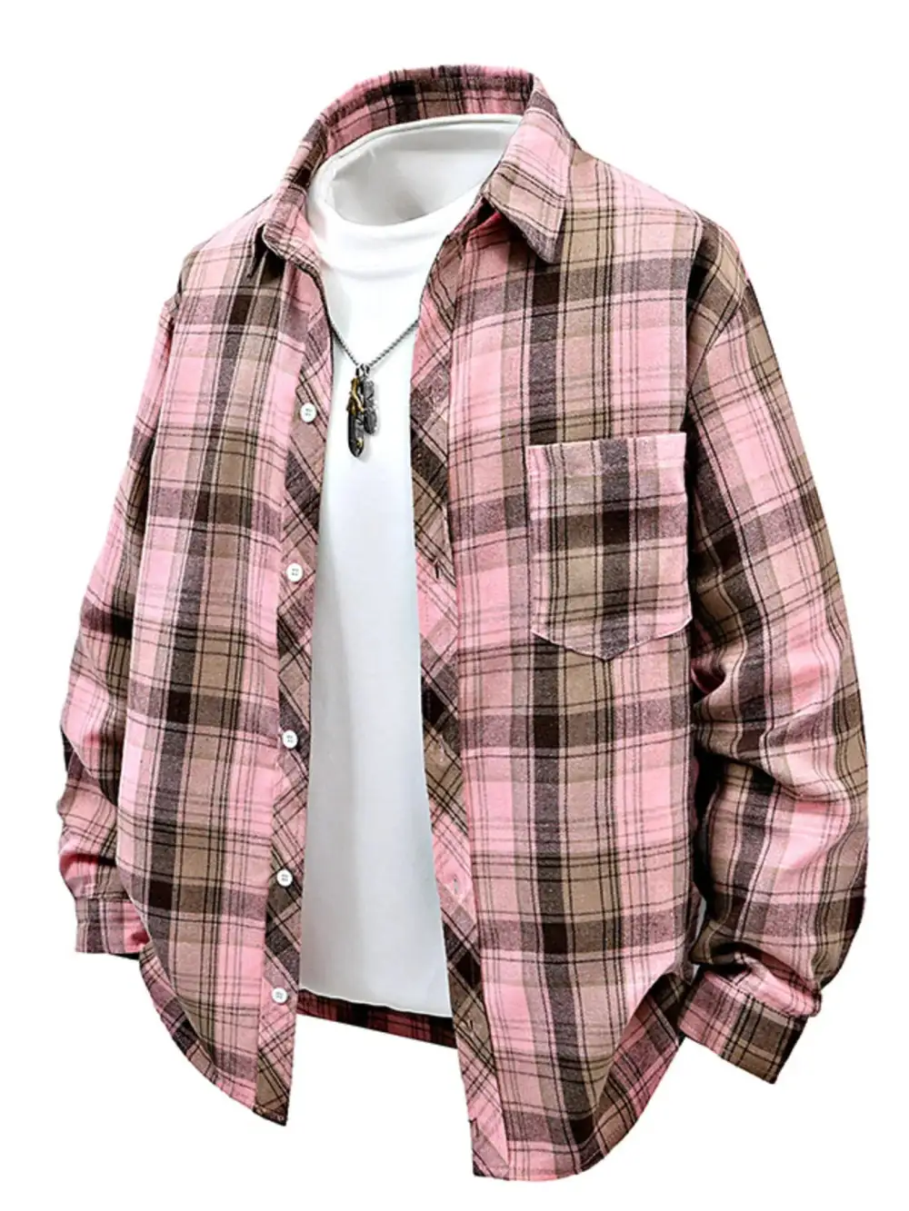 Cotton Button Up Plaid Shirt