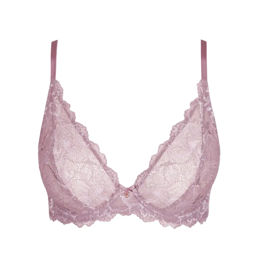 Women's Push-Up Underwire Unpadded Chimney Back Floral Lace Embroidery Mesh Floral Detail Bra