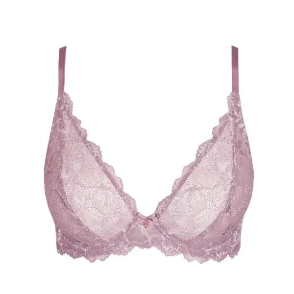 Women's Push-Up Underwire Unpadded Chimney Back Floral Lace Embroidery Mesh Floral Detail Bra