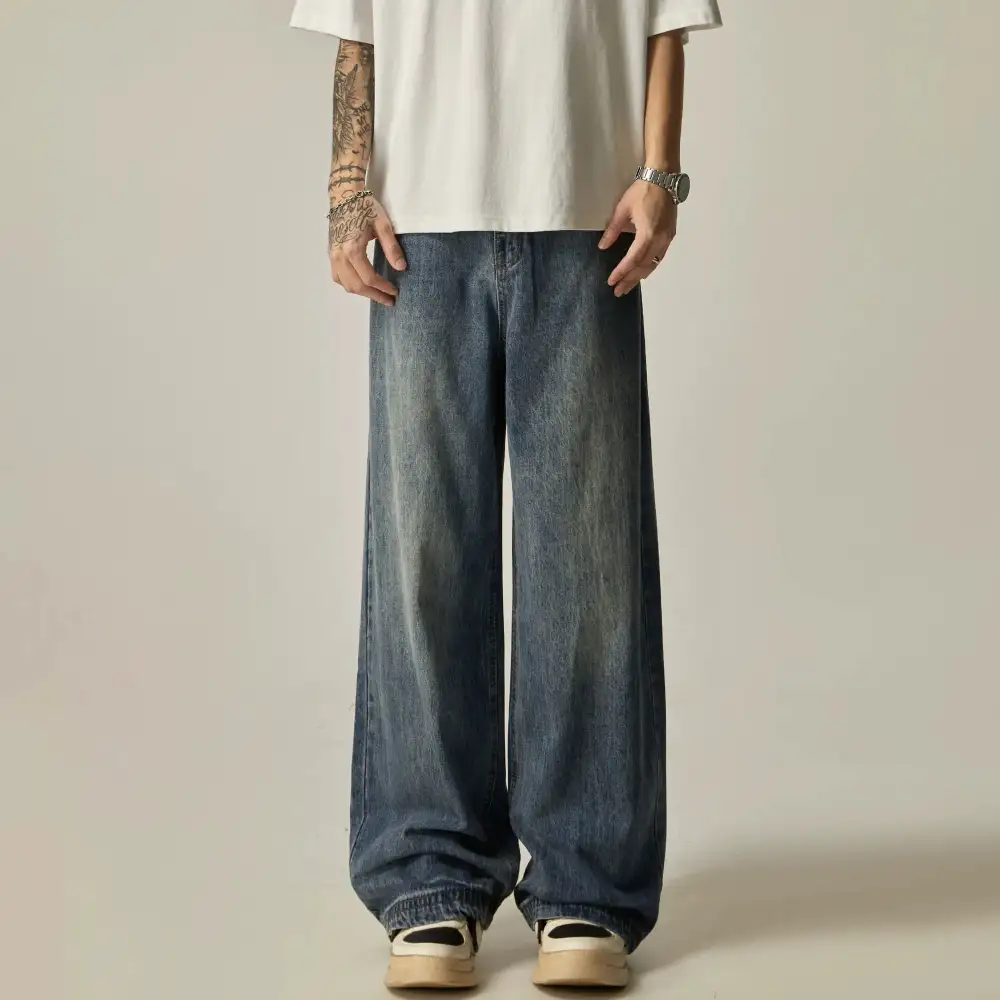Ultra-Wide Faded Jeans