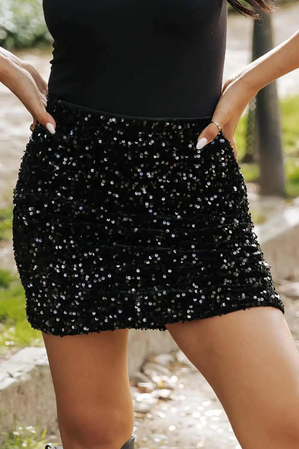Modern Sequin Sequin Mini Skirt