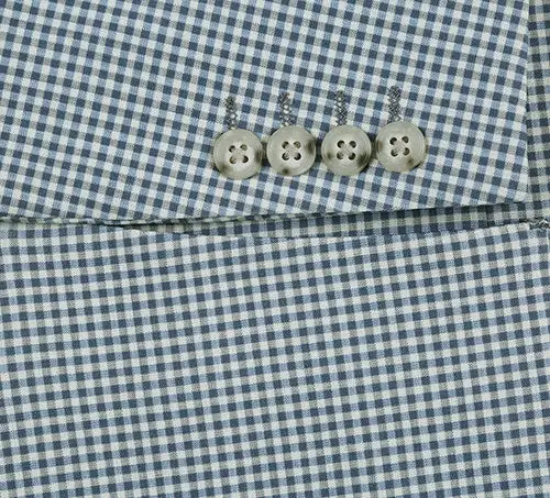 Sage Blue Slim Fit Check Side Vents Blazer