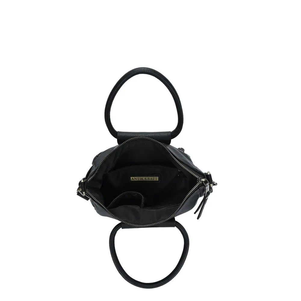 Women's Triple Compartment Top Handle Leather Crossbody Bag