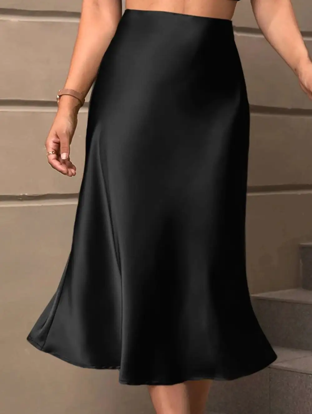Satin A-Line Midi Skirt