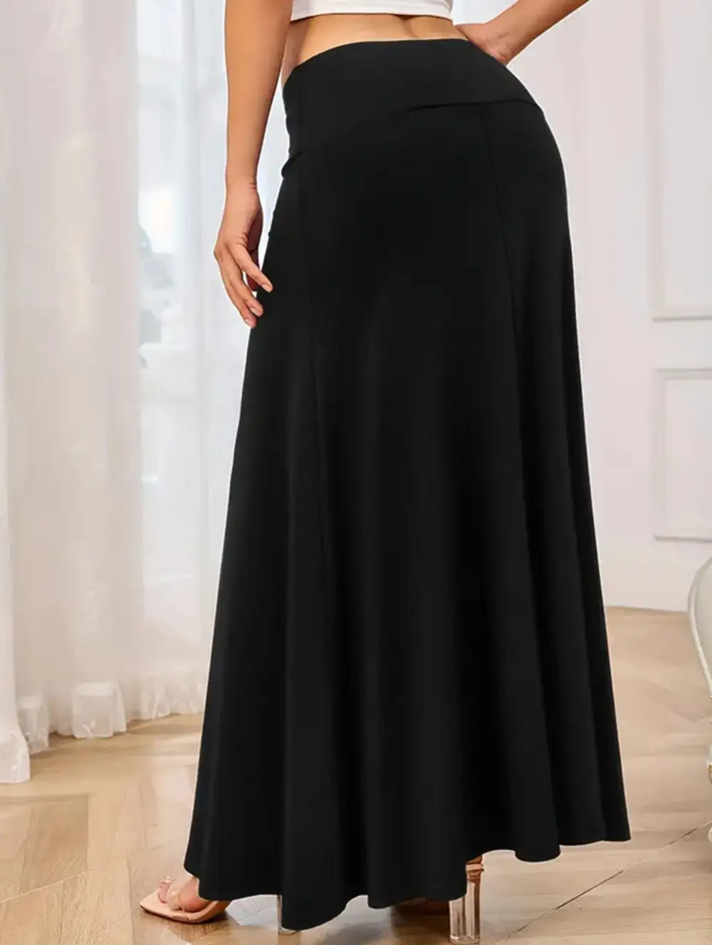 Knit High Waist Midi Skirt