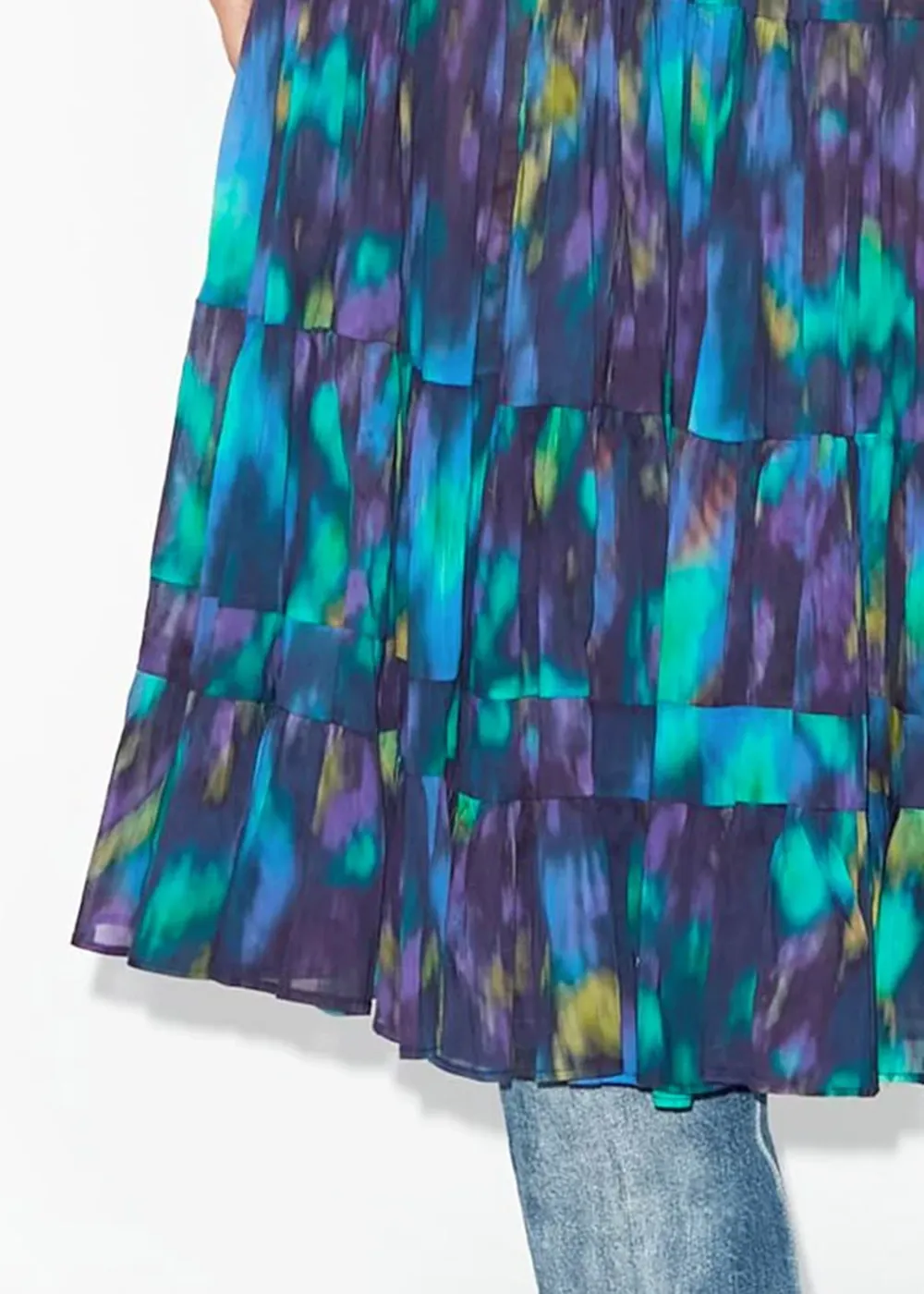 Floral Print Colorblock Casual Skirt