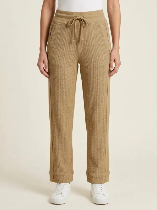 Women's Casual Lounge Waffle Knit Drawstring Jogger Pants