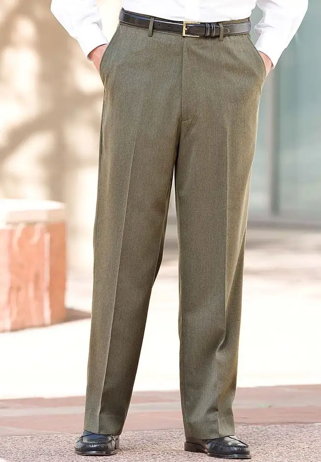 KS Signature No Hassle Classic Fit Expandable Waist Plain Front Dress Pants