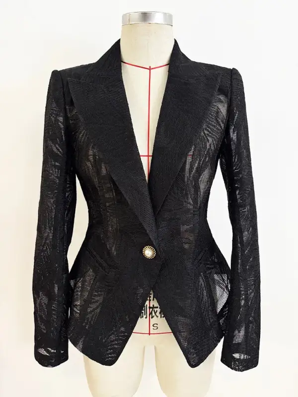 Embroidered Mesh Blazer