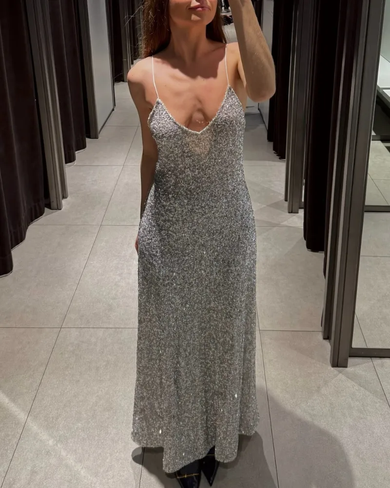 Easy Fit Sequined Maxi Dress