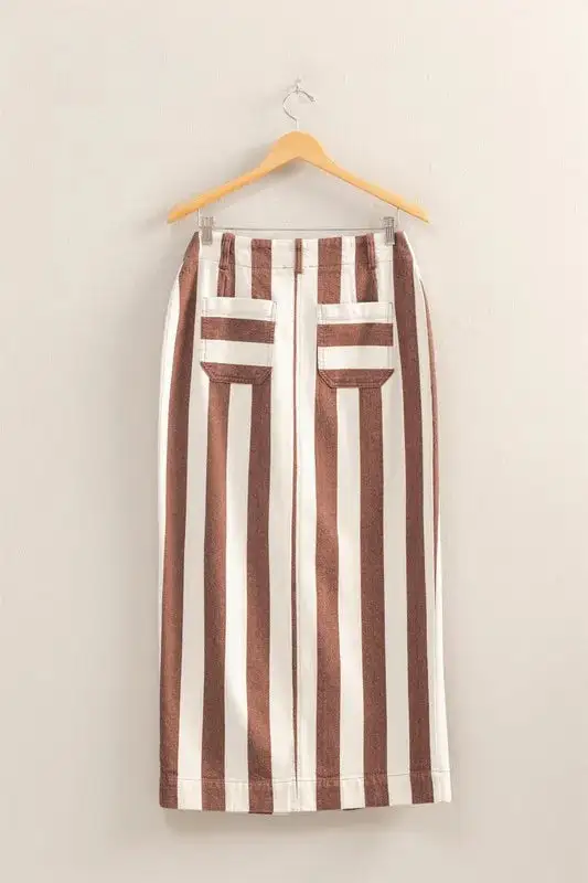 Striped Pocket Detail Maxi Skirt