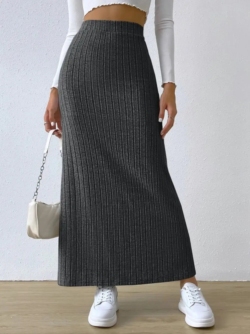 Knit Ribbed Maxi Skirt